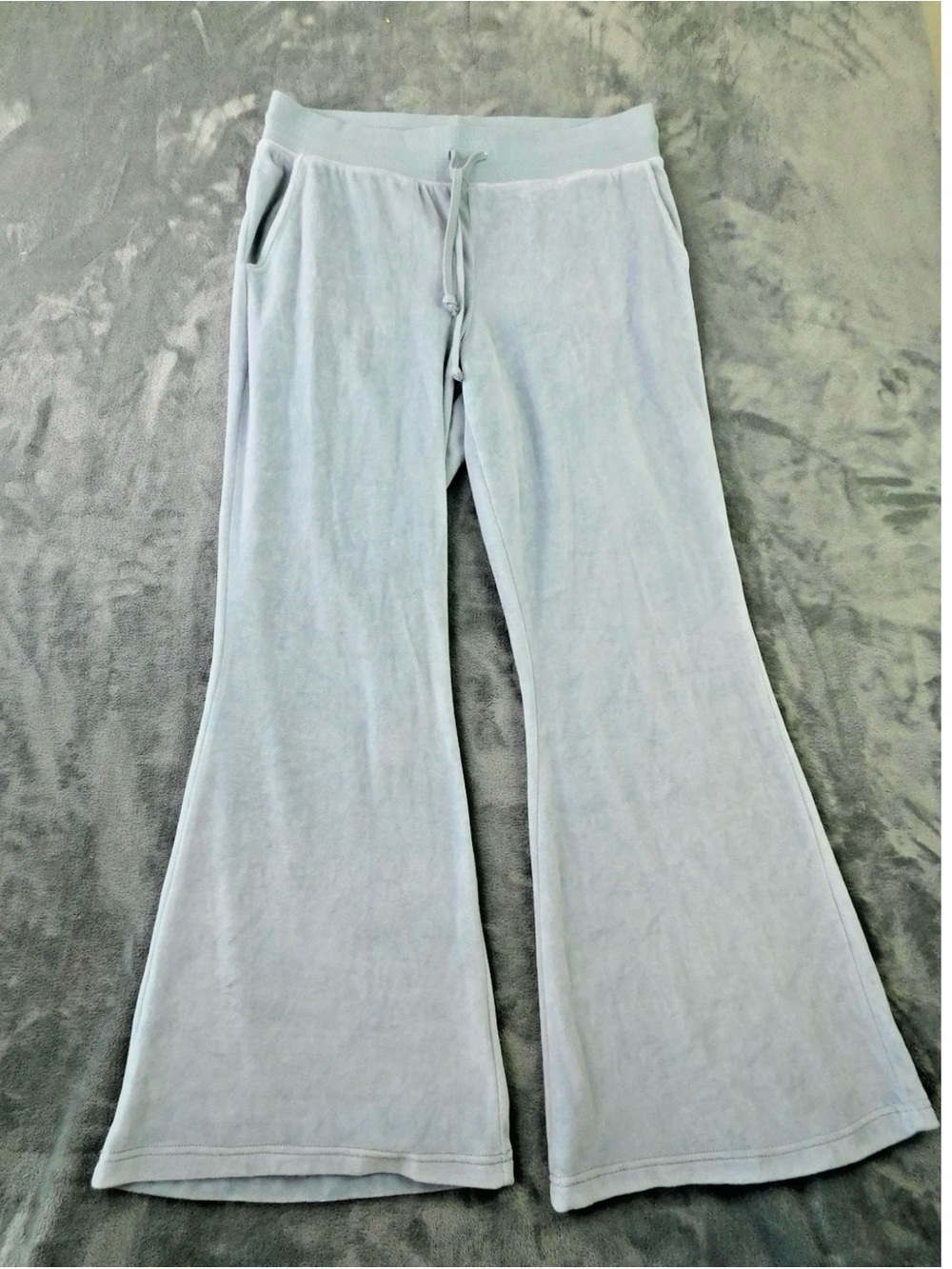 Aerie Velour Velvet Pastel Light Sky Blue Soft Drawstring Pants Size XL